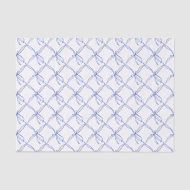 Aquarellblauer Ribbons und Bows Seidenpapier (Vorderseite)