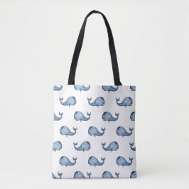 Aquarellblauer Wal Meerestiere. Nautische Marine Tasche