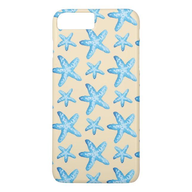 Aquarellblaues Starfish-Muster Case-Mate iPhone Hülle (Rückseite)