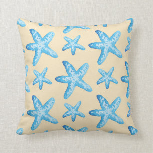 Aquarellblaues Starfish-Muster Kissen