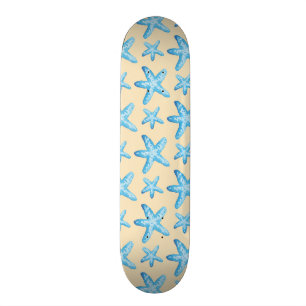 Aquarellblaues Starfish-Muster Skateboard