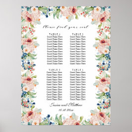 Aquarellblume 4 Tische Hochzeitssitze Poster