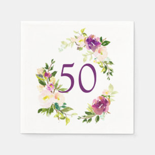 Aquarellblume 50. Geburtstag Serviette