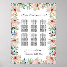 Aquarellblume 6 Tische Hochzeitssitze