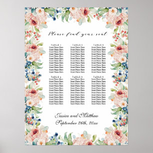 Aquarellblume 6 Tische Hochzeitssitze Poster
