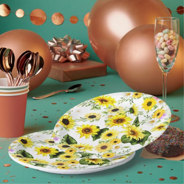 Aquarellblume 7 pappteller (Multi)