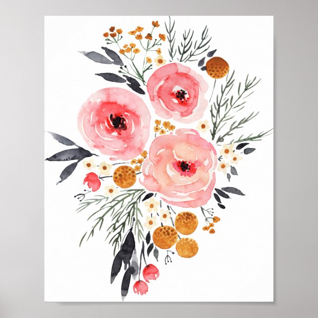 Aquarellblume 8x10 Poster Print (Vorne)