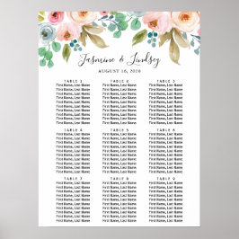 Aquarellblume 9 Tische Hochzeitstabelle Poster