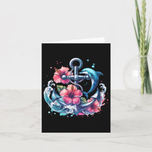 Aquarellblume Anker Dolphin Nautic Sea Anim Karte