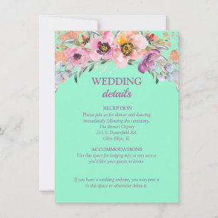 Aquarellblume auf der Neo Mint Hochzeitsempfehlung Einladung