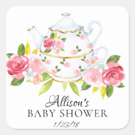 Aquarellblume BABY Tee Party Umschlag Aufkleber