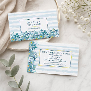 Aquarellblume   Blaue Hydrangeas und Gelb Visitenkarte