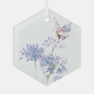 Aquarellblume Blauer Garten Blume Ornament Aus Glas
