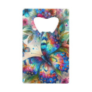 Aquarellblume Blütenblume Blume Blau Rosa Geldbeutel Flaschenöffner