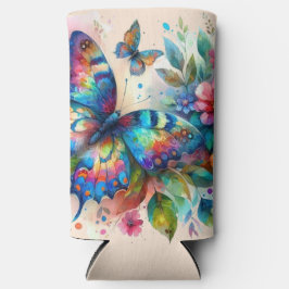 Aquarellblume Blütenblume Blume Blau Rosa Selters Dosenkühler
