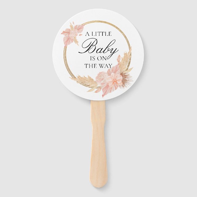 Aquarellblume Boho Pink Babydusche Handfächer (Vorderseite)