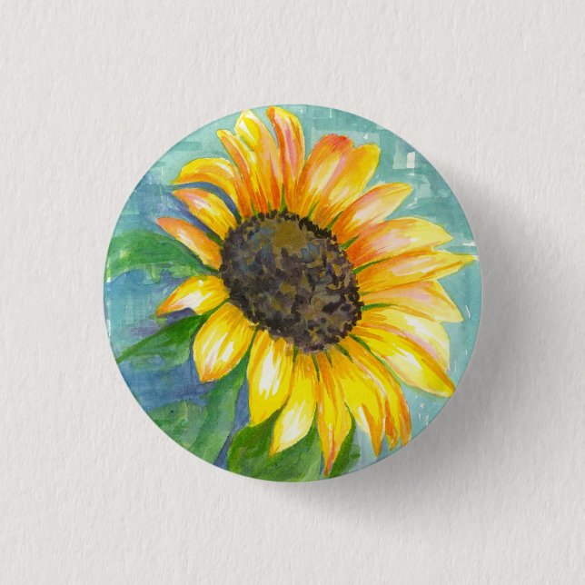 Aquarellblume Button (Vorderseite)