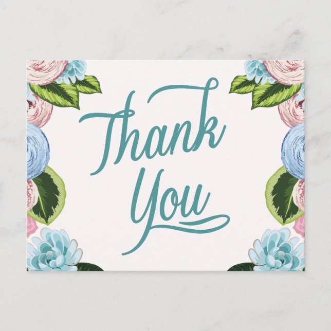 Aquarellblume Danke Postkarten (Vorderseite)