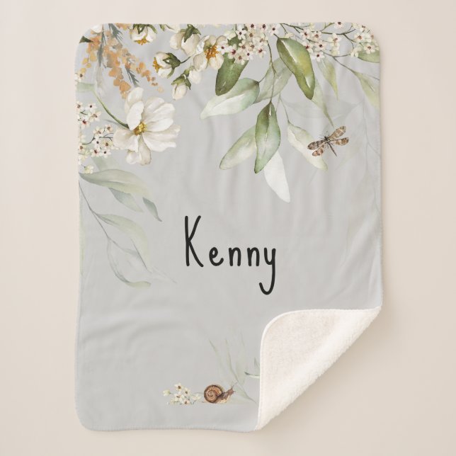 Aquarellblume Drop Baby Boy Kleiner Sherpadecke (Vorderseite)