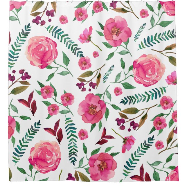 Aquarellblume Duschvorhang (Vorderseite)