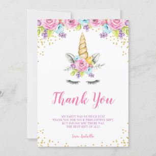 Aquarellblume Einhorn Geburtstag Dankeskarte