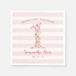 Aquarellblume Eins Geburtstag Serviette