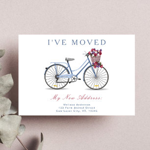 Aquarellblume Fahrrad ich habe neue Adresse versch Ankündigung