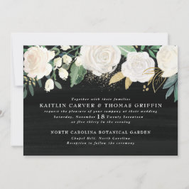 Aquarellblume + Goldene Akzente Hochzeitseinladung Einladung