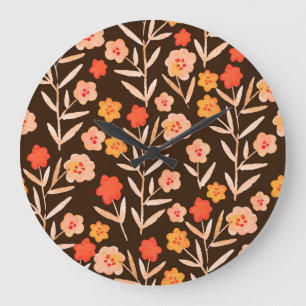 Aquarellblume: Handgezeichnete Textur Große Wanduhr