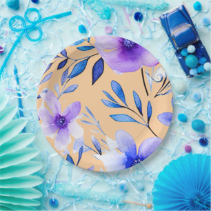 Aquarellblume Harmonie - Nahtlos Botanisch Pappteller