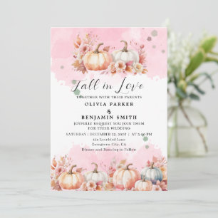 Aquarellblume Herbst Pink Pumpkin Hochzeit im Herb Einladung