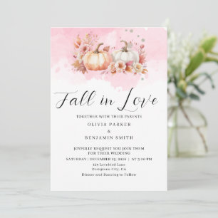 Aquarellblume Herbst Pink Pumpkin Hochzeit im Herb Einladung