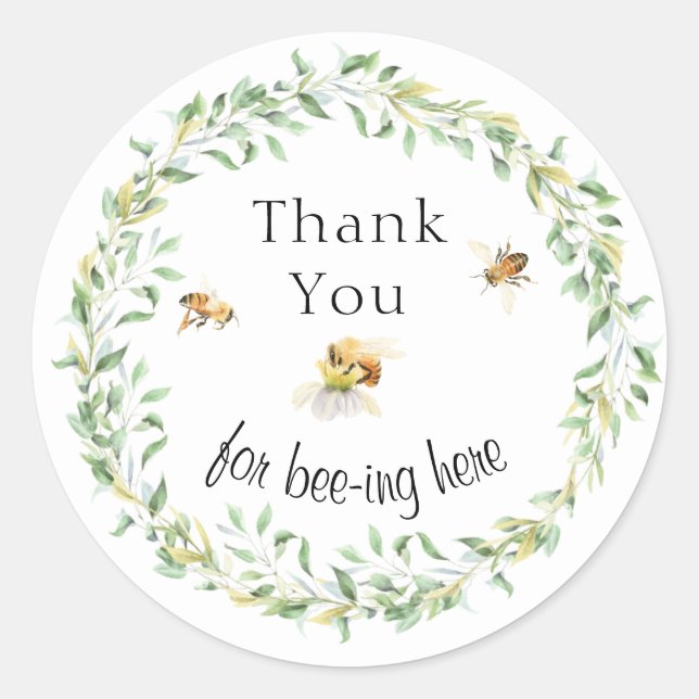 Aquarellblume Honigbienen Vielen Dank Runder Aufkleber (Vorderseite)