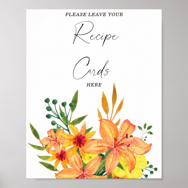 Aquarellblume Ihre Rezeptionskarte hier Poster (Vorne)