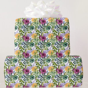 Aquarellblume in Lila-gelb-grünem Geschenk Geschenkpapier