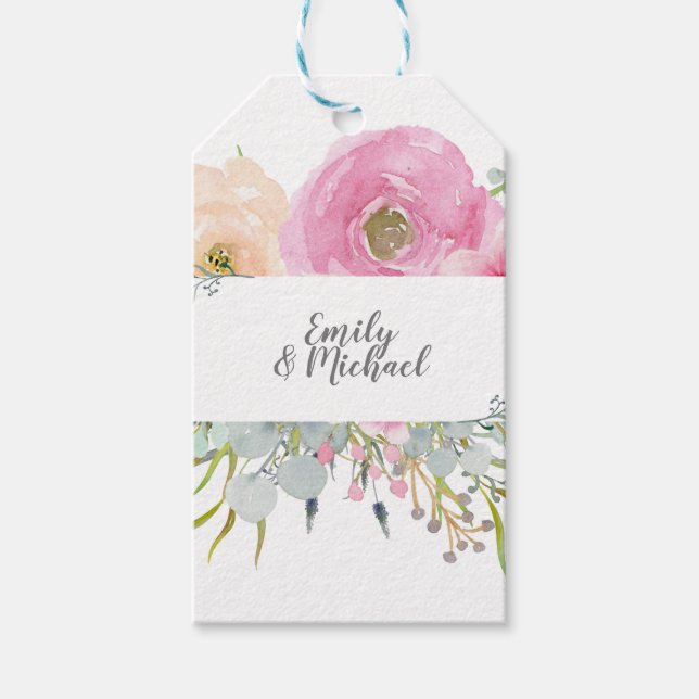 Aquarellblume JEDER Fall Personalisiert Geschenkanhänger (Vorderseite)