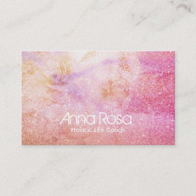 *~* Aquarellblume Lavendel Peach Dusty Rose Visitenkarte (Vorderseite)