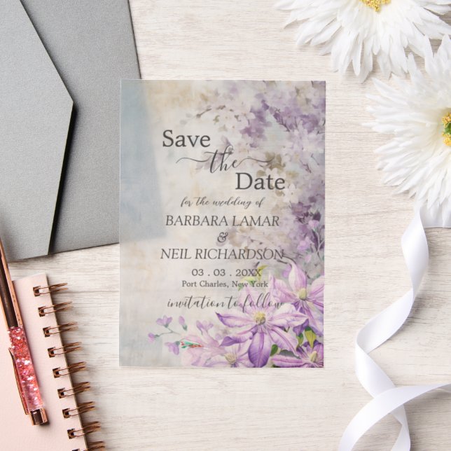 Aquarellblume Lavendel Save the Date (Hochzeit)