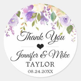 Aquarellblume Lila Gastgeschenk Hochzeit Runder Aufkleber