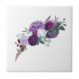Aquarellblume Lilac und Lila botanischer Fliese