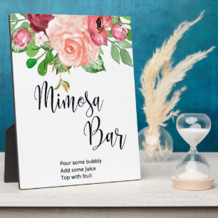 Aquarellblume Mimosa Bar Wedding Sign Plaque Fotoplatte