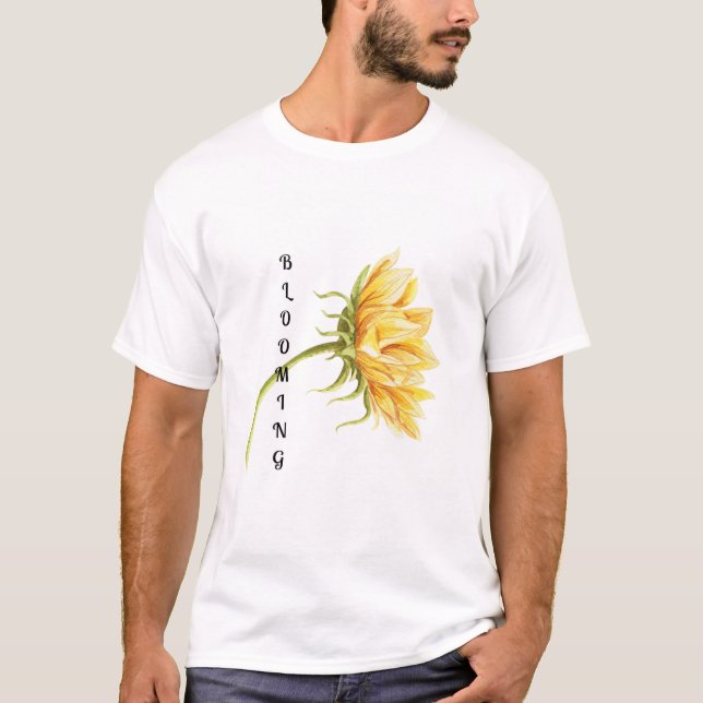 Aquarellblume mit dem Text "Blühen" T Shirt (Vorderseite)