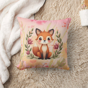 Aquarellblume mit Fox Kissen
