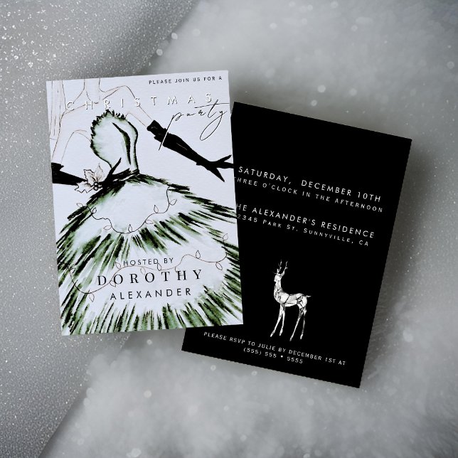 Aquarellblume Mode Weihnachtsmodell Party Einladung (Von Creator hochgeladen)