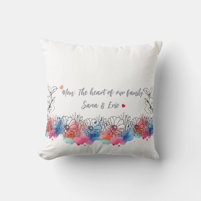 Aquarellblume Modernes Geschenk für Mama mit Zitat Kissen (Vorderseite)