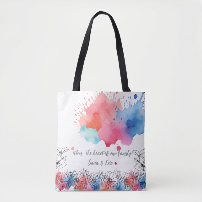 Aquarellblume Modernes Geschenk für Mama mit Zitat Tasche (Vorderseite)