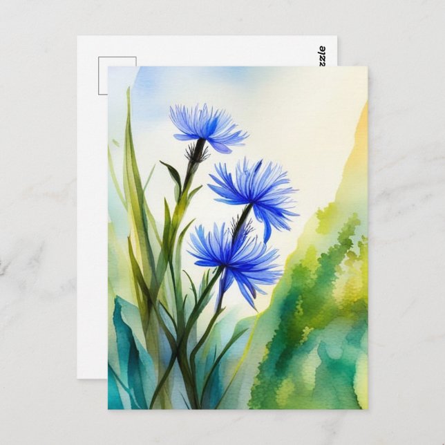 Aquarellblume, Postkreuzung Postkarte (Vorne/Hinten)
