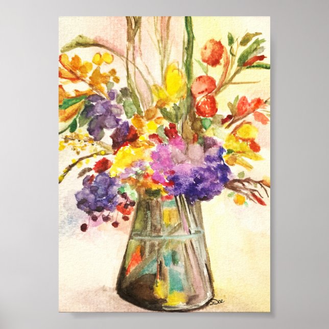 Aquarellblume Premium Leinwand Gloss Poster 12x18 (Vorne)