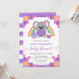 Aquarellblume Regenbogen Koala Kinderdusche Einladung