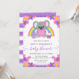 Aquarellblume Regenbogen Koala Kinderdusche Einladung